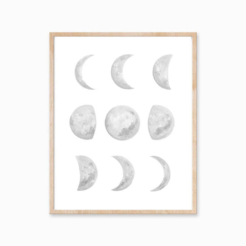 Wall Art - Illustrated Print - Moon Phases (11x14")