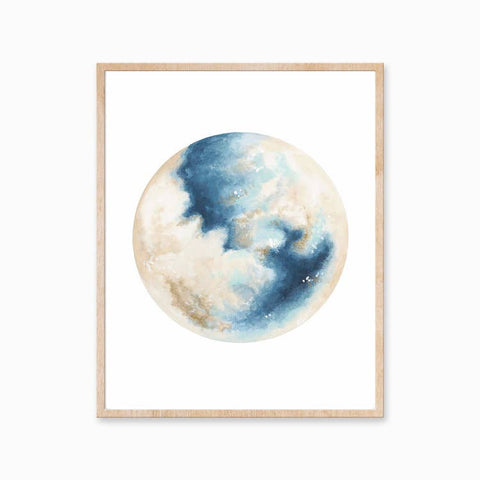 Wall Art - Illustrated Print - Ocean Moon  (11x14")