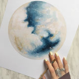 Wall Art - Illustrated Print - Ocean Moon  (11x14")