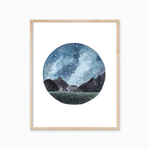 Wall Art - Illustrated Print - Campout  (11x14")