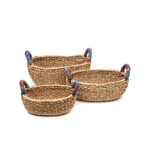 Sari-Wrapped Handled Jute Basket