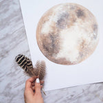 Wall Art - Illustrated Print - Natural Moon (11x14")