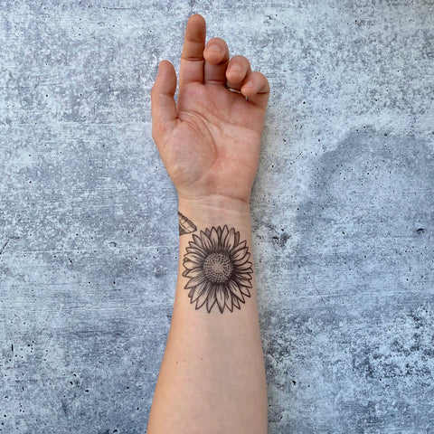 Hand Illustrated Temporary Tattoos - Sunflower